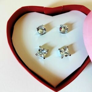 New Two Pair Avon Earrings Stainless Steel in Heart Box
